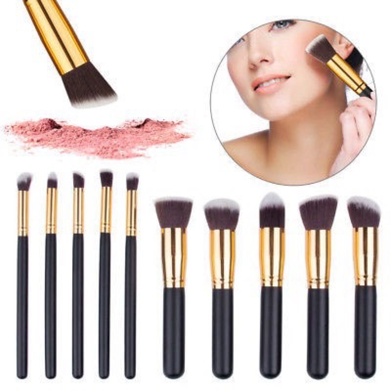 Set Kuas Make Up Kosmetik Wajah Mata 10 PCS 10pcs Cosmetic MakeUp Brushes Kabuki Brush