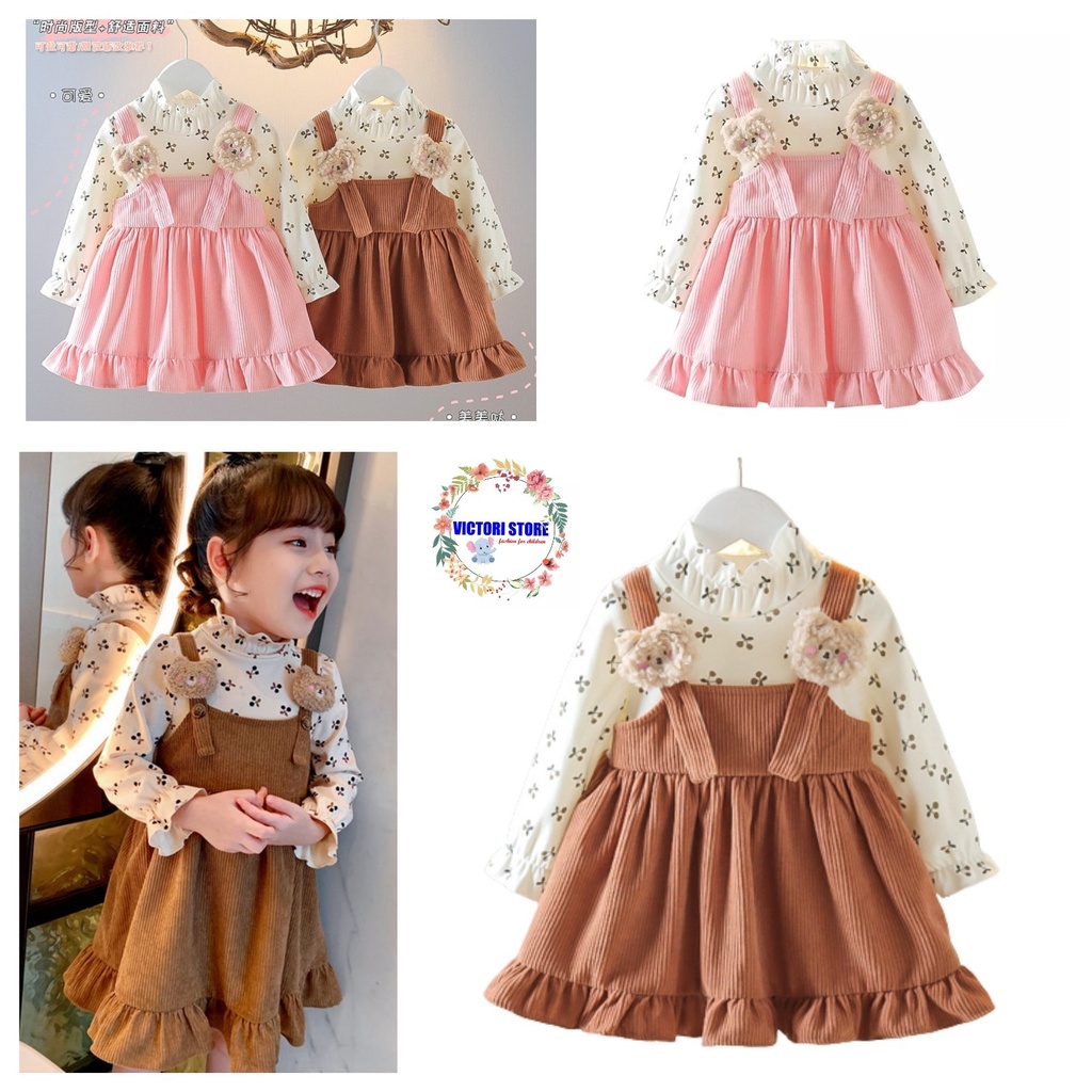 Dress Bayi Perempuan ELLE Baju Fashion Anak Bayi Perempuan 6 bulan - 3 tahun Korean Style Import