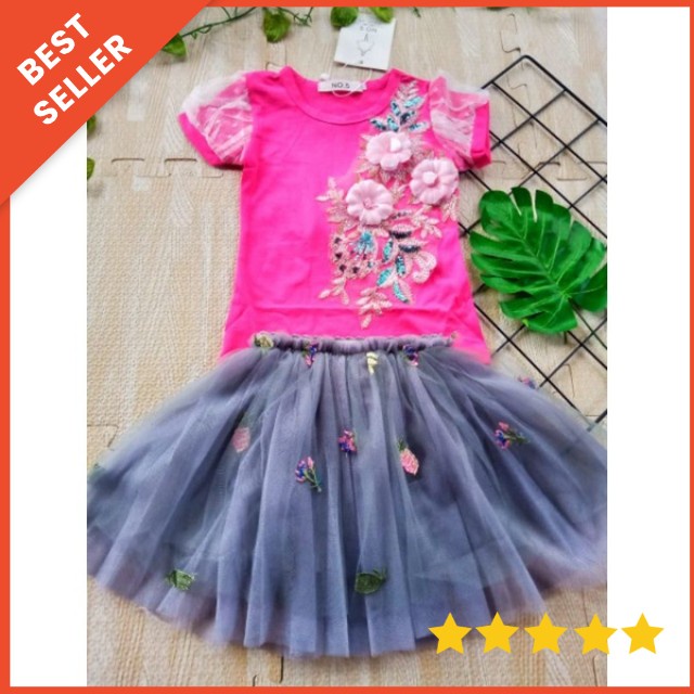 SETELAN ROK TUTU ANAK IMPORT PREMIUM 0-5 TAHUN / SETELAN ROK TUTU PESTA DRESS PESTA ANAK FLOWER / SETELAN BAJU PESTA ANAK CEWEK IMPORT ROK TUTU