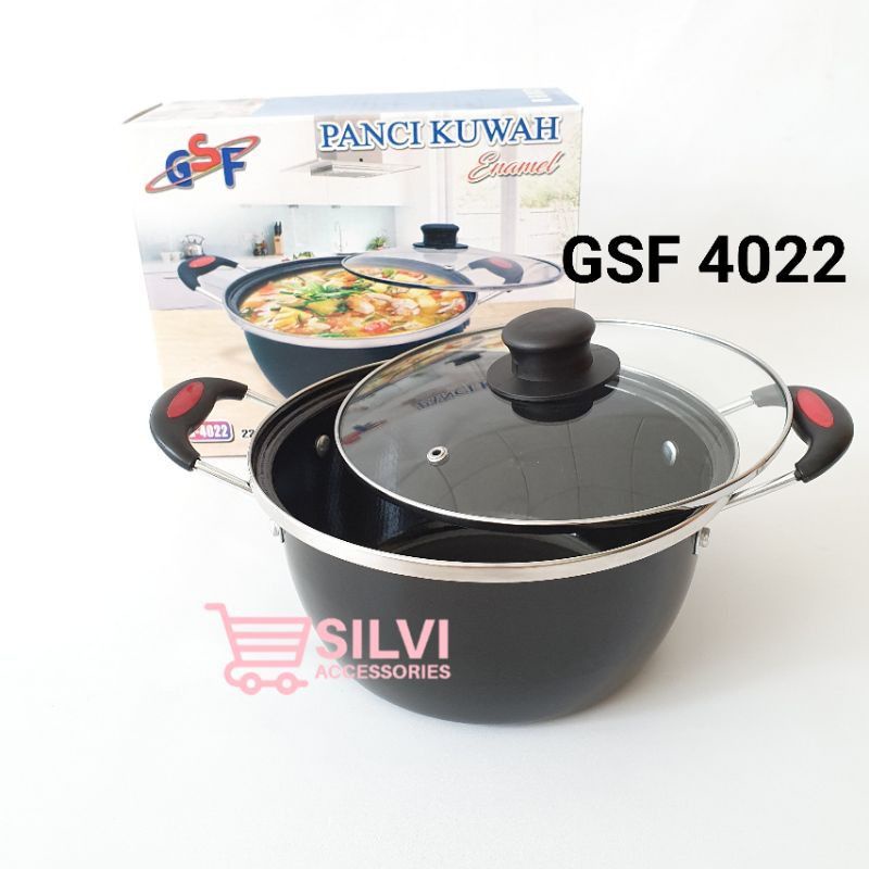 Panci kuah Enamel GSF 4022 4024 2405 4920 4918 Tutup Kaca Panci Susu Saucepan