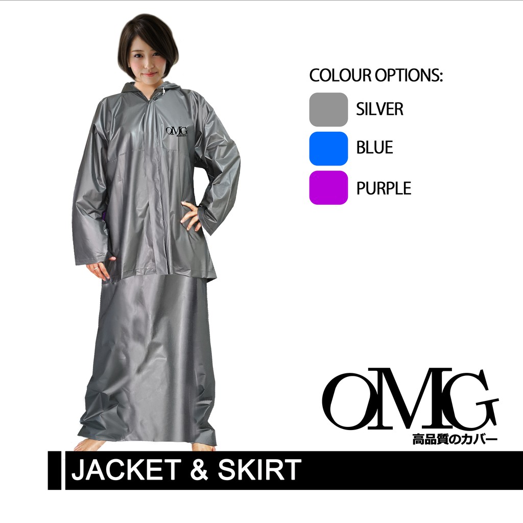 JAS HUJAN JAKET ROK SETELAN OMG PEREMPUAN WANITA JACKET SKIRT WOMAN