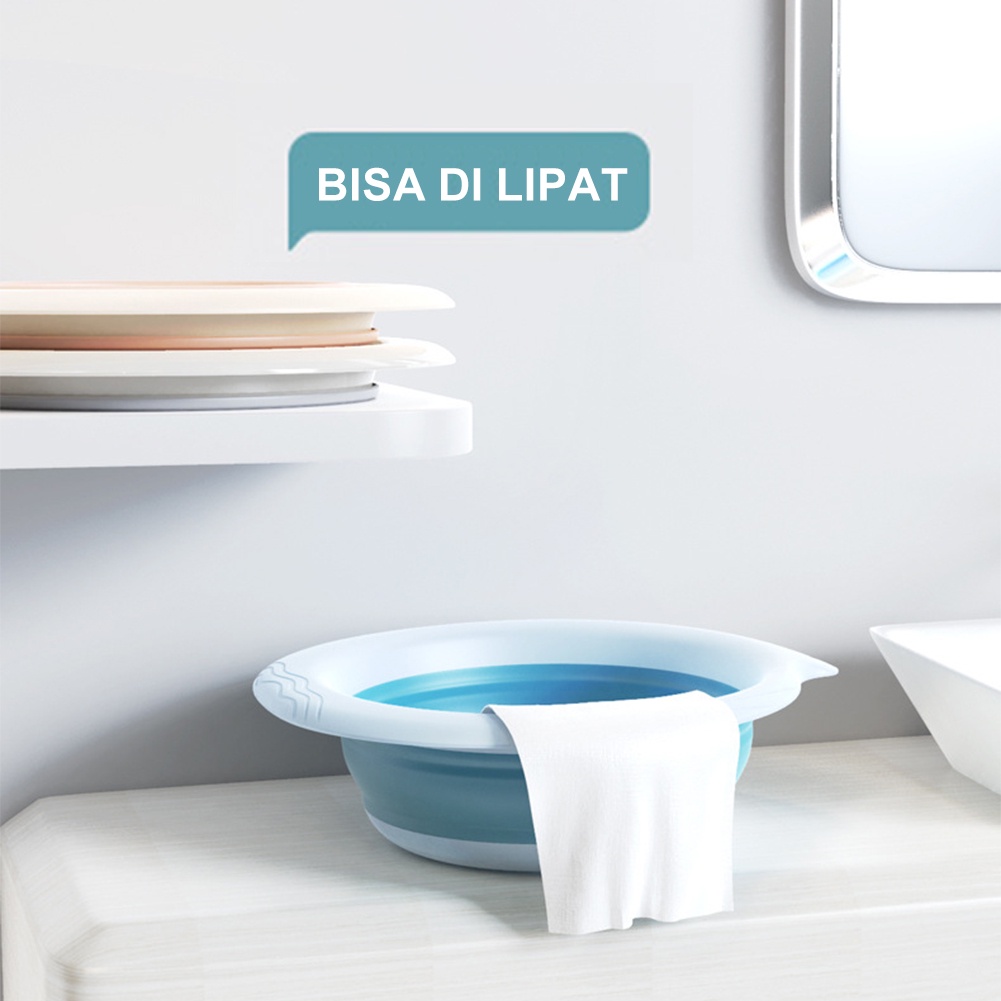 Baskom Lipat Portabel Multifungsi Baskom Plastik Lipat  Portable Silikon Baskom