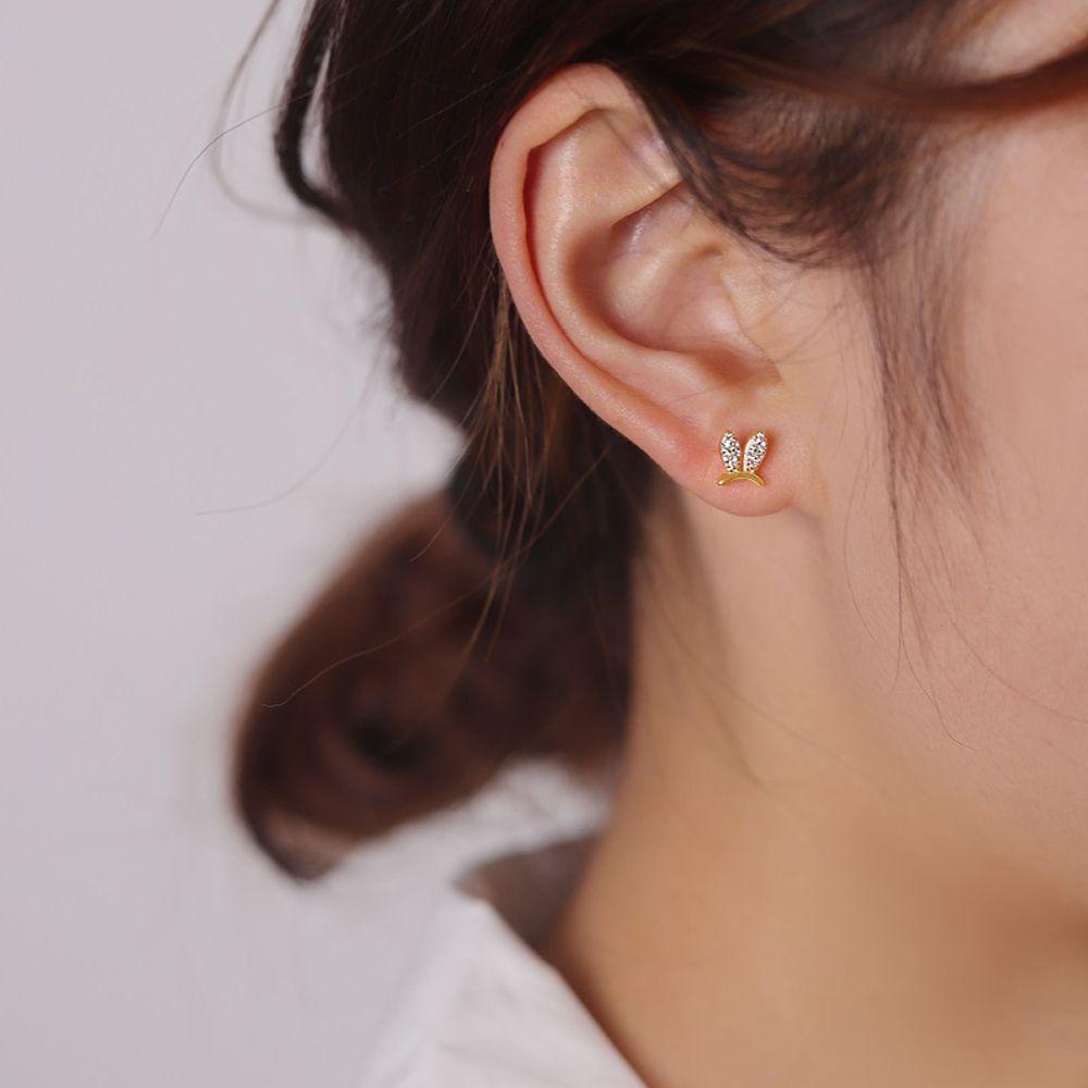 MXBEAUTY Women Stud Earrings Pernikahan Manis Trendi Untuk Grils Telinga Kelinci Temperamen Anting Drop Kecil