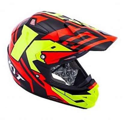 Helm Kyt Trail Motocross Cross Over K-Racing Red Fluo Super
