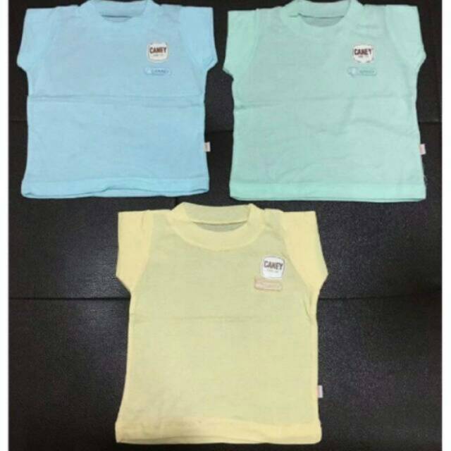 Caney Kaos Oblong Baby Lengan Pendek 3pcs Baju Bayi Polos Warna