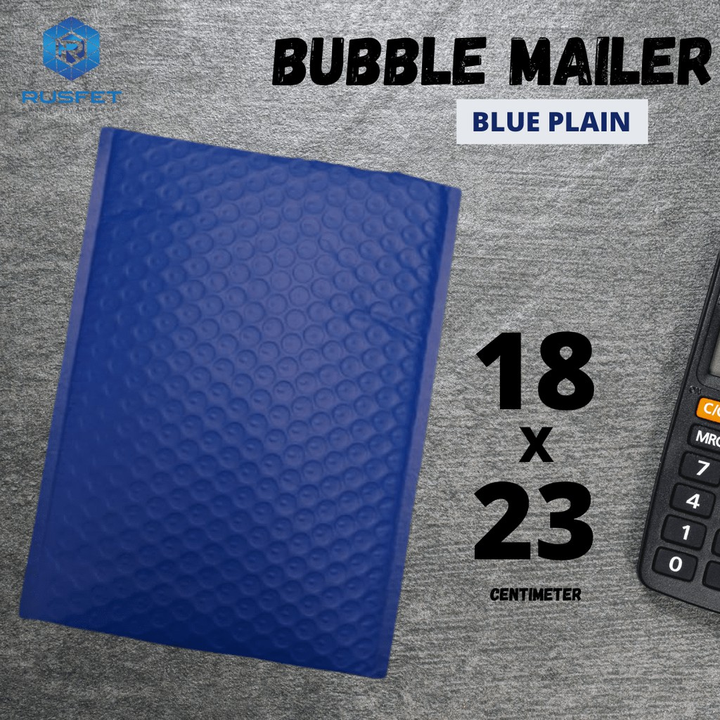 

PLASTIK BUBBLE MAILER / AMPLOP BUBBLE PREMIUM BLUE PLAIN - SECURITY BAG RUSFET 18X23