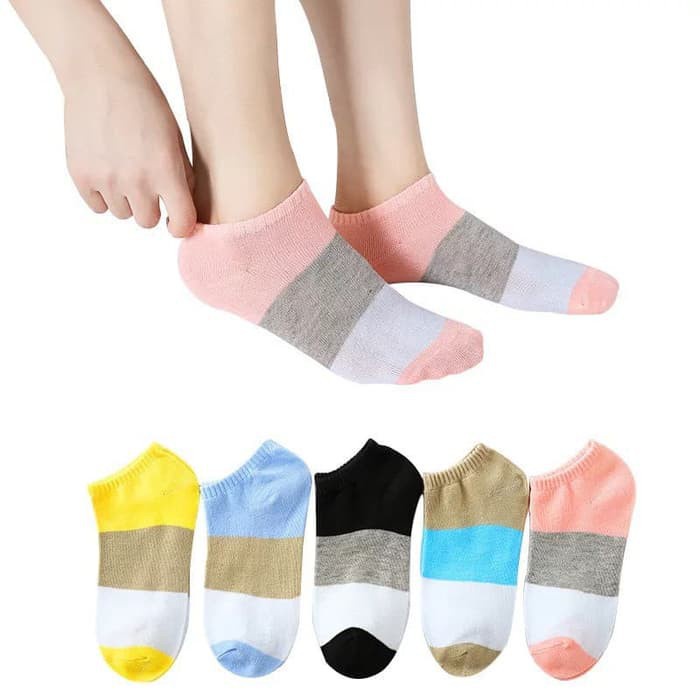 TJM KK218 Kaos Kaki Murah Motif 3 Warna Korea Import Ankle Cute Semata Kaki