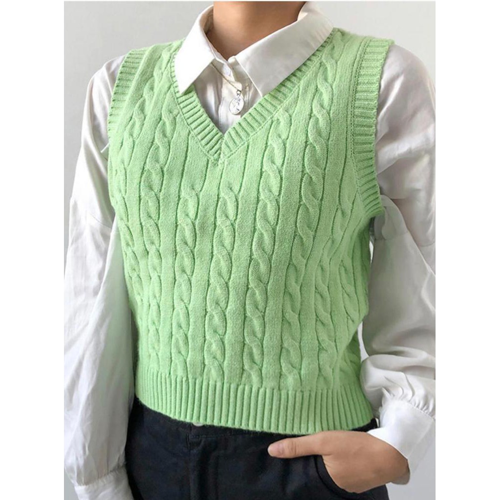 DISKON VEST RAJUT CABLE -  cable rajut / vest cardi / vest rajut / vest cwe / vest crop