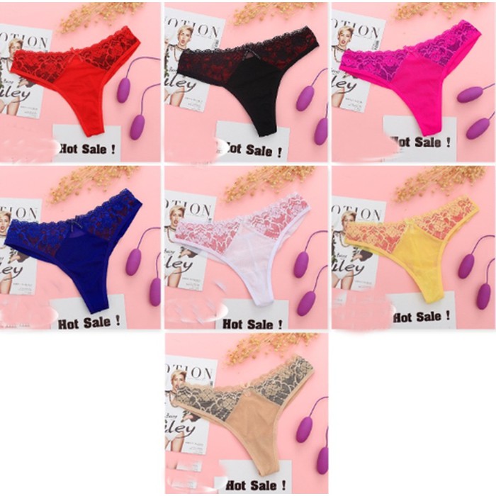 celana thong Wanita G String Sexy Celana Dalam Bahan Lace C102   Merah