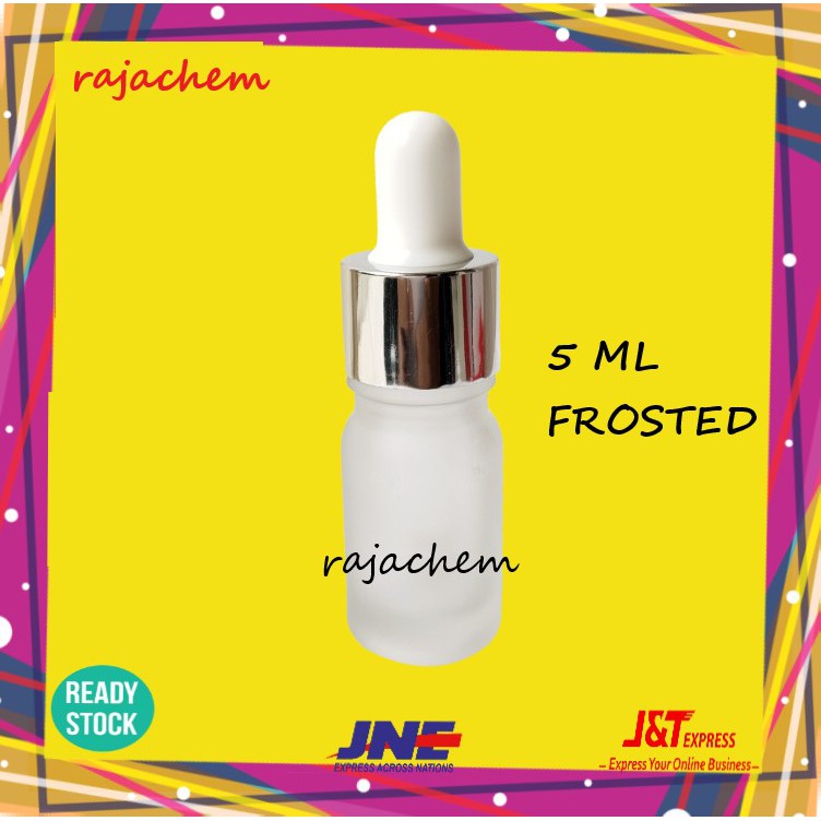 Botol Pipet Kaca Frosted 5 ml Ring Silver Putih