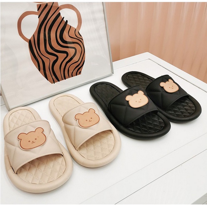 ONLYONE12 Sandal Karet Slop Pria Wanita / Sandal Motif Bear Hello / Home Sandals Anti Slip