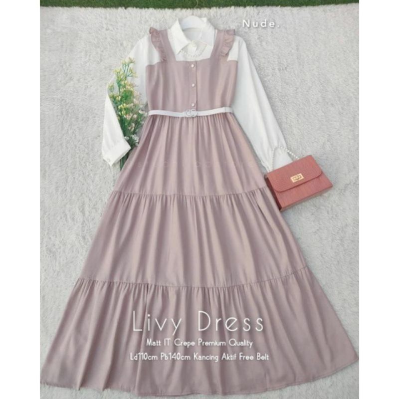 Gamis terbaru 2021 termurah / LIVY DRESS / Gamis remaja dewasa kekinian korean style