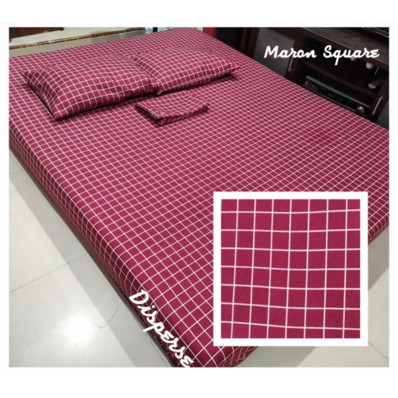 sprei kotak merah maroon