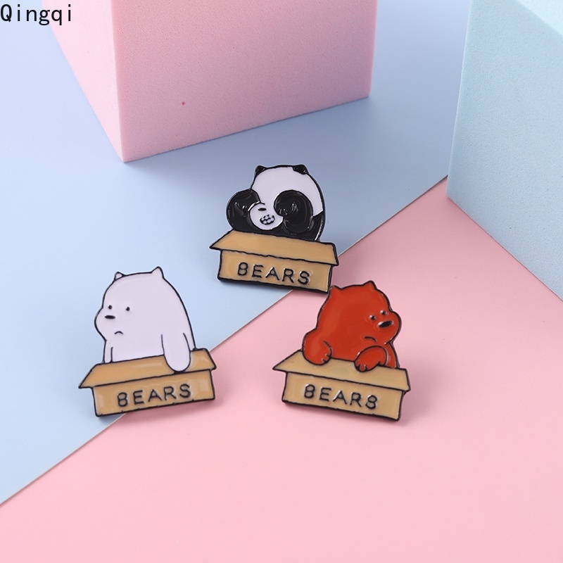 Bros Pin Enamel Desain Kartun Hewan Beruang Panda Untuk Hadiah