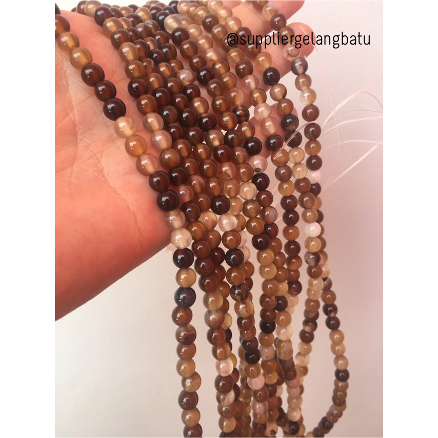 Brown Carnelian Cokelat Batu Perhiasan Fashion 6mm Akik Gelang Kalung Bacan Renteng Natural Akik