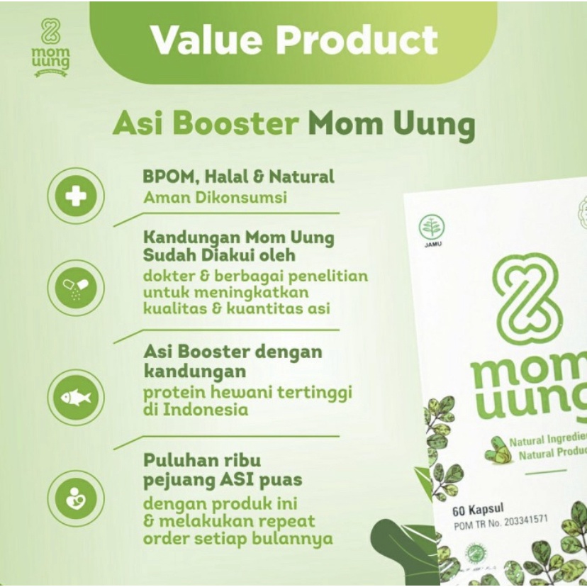 Mom Uung Kapsul Kelor Isi 30 60 kapsul / Ekstrak daun kelor / ASI Booster