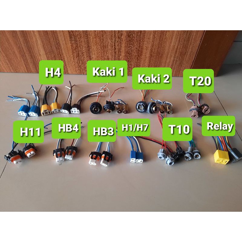 Socket Soket Lampu Mobil H4, H7, H11, HB4, T20, 1 Kaki, 2 Kaki, Relay 4 Kaki, Relay 5 Kaki Socket Mo