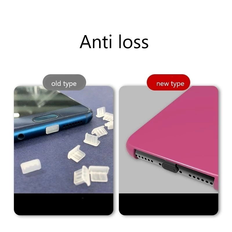 Cover Port Charger Micro USB / Tipe C Anti Hilang / Debu Bahan Silikon Untuk Handphone IOS