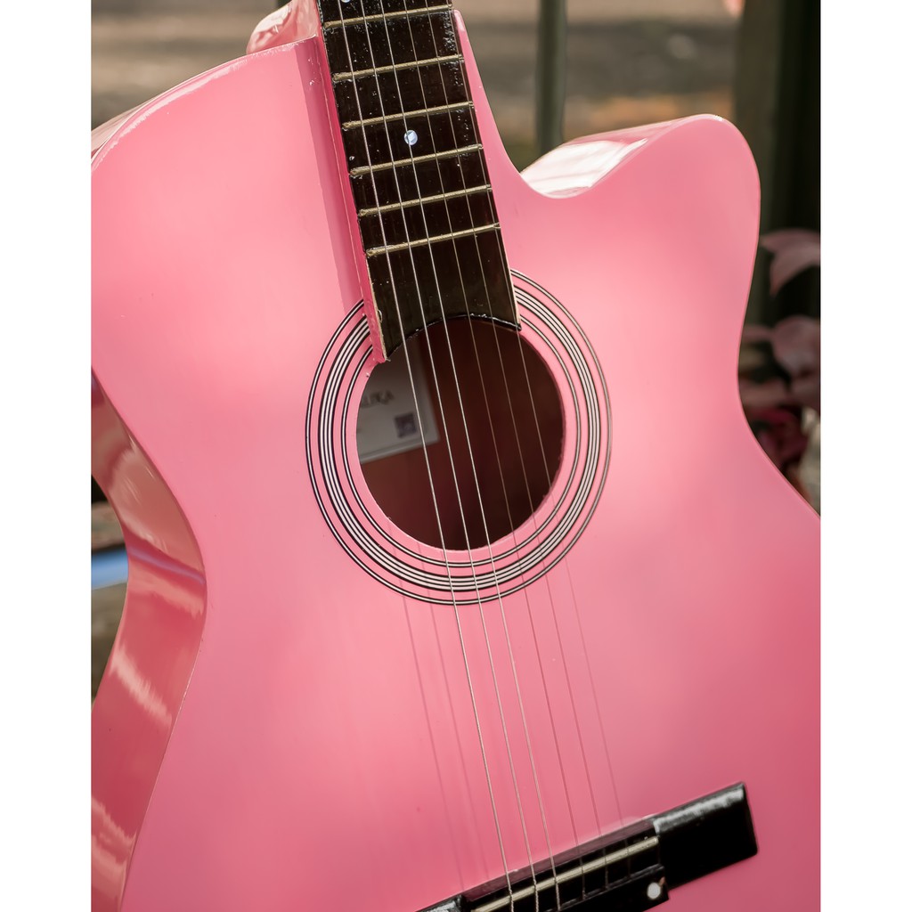 [PAKET KOMPLIT] Gitar Akustik Pemula PASTEL PINK Series Full Set