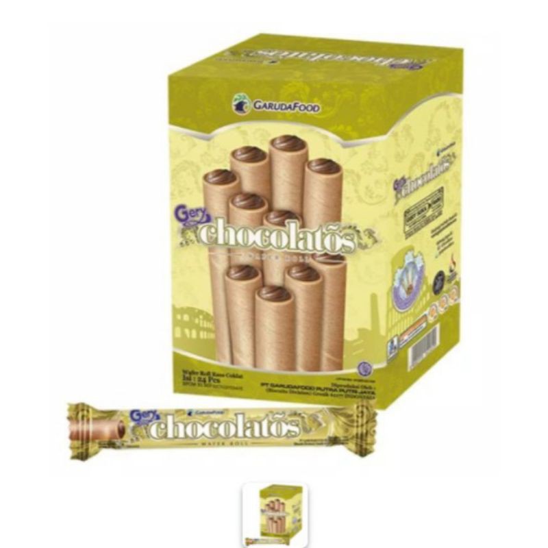 

CHOCOLATOS WAFER ROLL 1 BOX Isi 24 Pcs