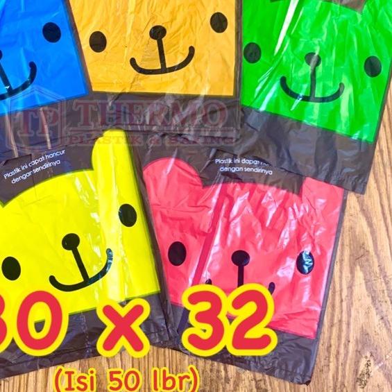

♥ Kantong Plastik Soft Handle Softhandle Shopping Bag Motif Teddy Bear 30x32 ♦