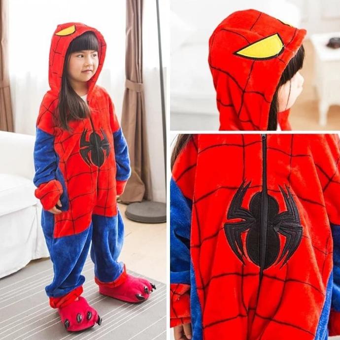 Baju Onesie Anak Boneka Spiderman Superhero Avengers Piyama Kostum