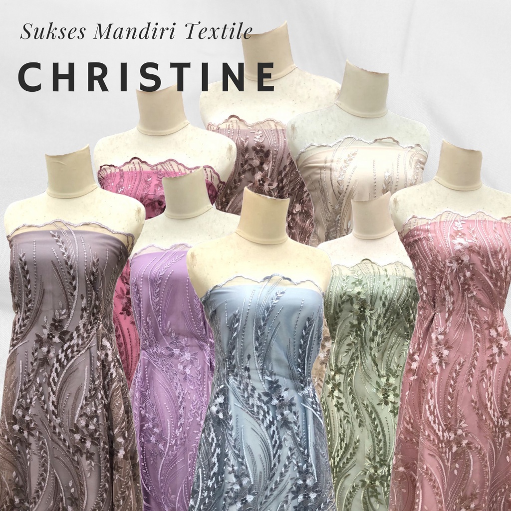[CHRISTINE] Brokat Brukat Tile Premium Mewah Warna Pink Biru Mocha Lilac Biru Sage Olive Hijau Viole