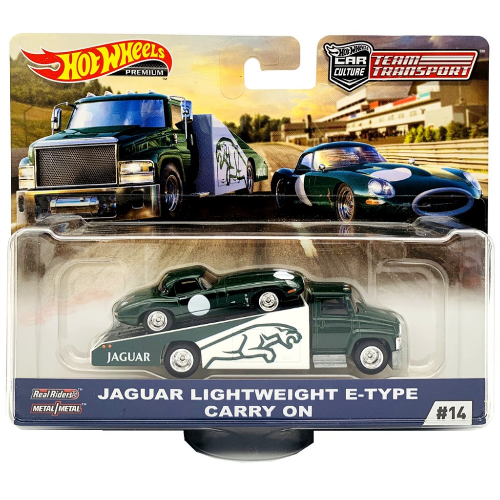 TT14 JAGUAR LIGHTWEIGHT E-TYPE CARRY ON E TYPE Green Team Transport Premium HW Diecast Hot Wheels