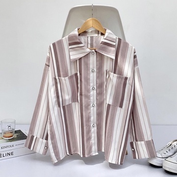 KEMEJA BASIC CERENA STRIPE SHIRT / KEMEJA WANITA OVERSIZE CUTE SHIRT