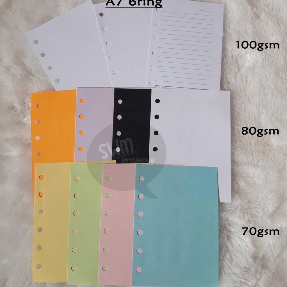 

Q A7 6ring - isi binder refill loose leaf kertas file filler color warna polos bergaris kotak titik