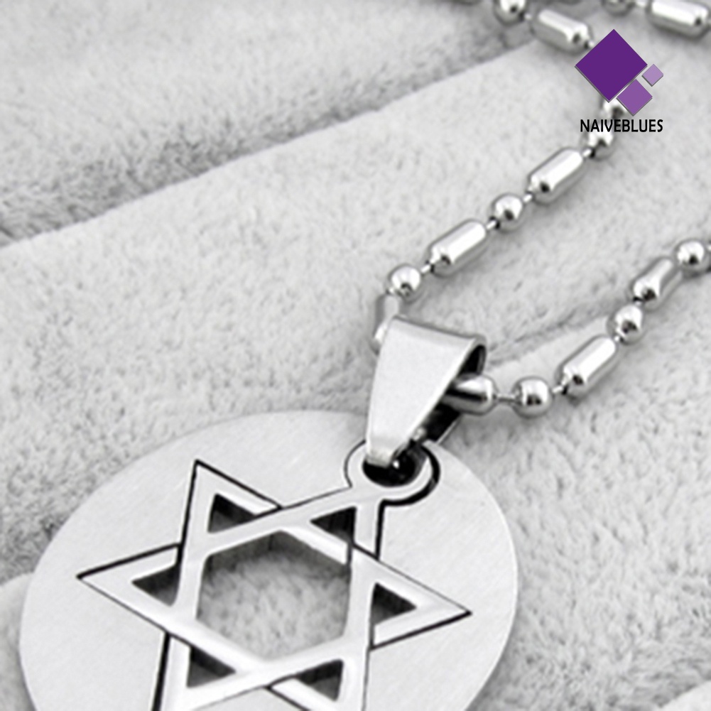 Kalung Rantai Manik-Manik Hexagram Bahan Stainless Steel Dapat Dilepas Untuk Unisex