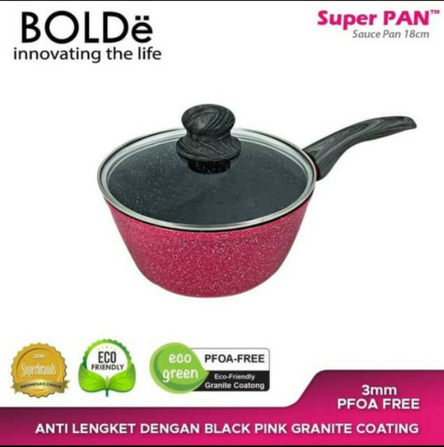 SUPER PAN BOLDe Granite Series - Sauce PAN 18 Cm + Glass Lid - SUPERPAN