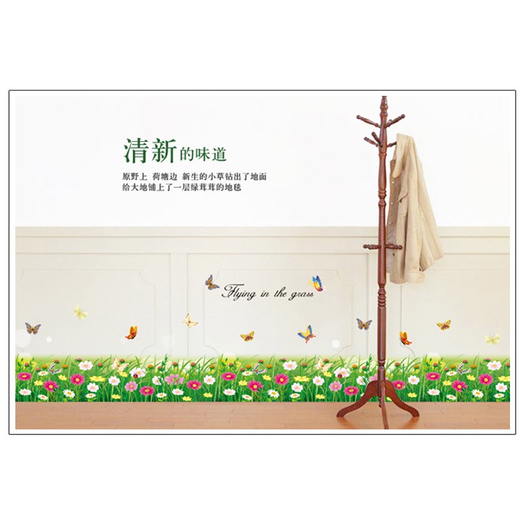 RELIZA WALL STICKER / STIKER DINDING RUMPUT HIJAU BUNGA GREEN GRASS FLOWER AY7049