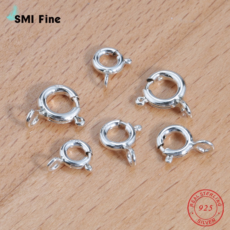 Cincin Kait Gesper Penghubung Bahan Sterling Silver 925 Ukuran 6-8Mm Untuk Perhiasan Kalung Gelang