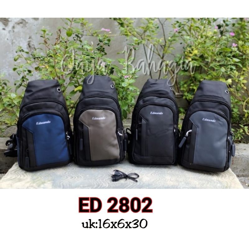 Chest Bag USB EDMUNDO Tas Dada Slingbag Pria