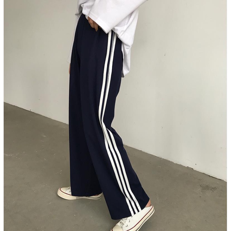 Celana Panjang Santai Celana Kasual Celana Longgar Motif Bergaris Celana Panjang Wanita Fashion Cela