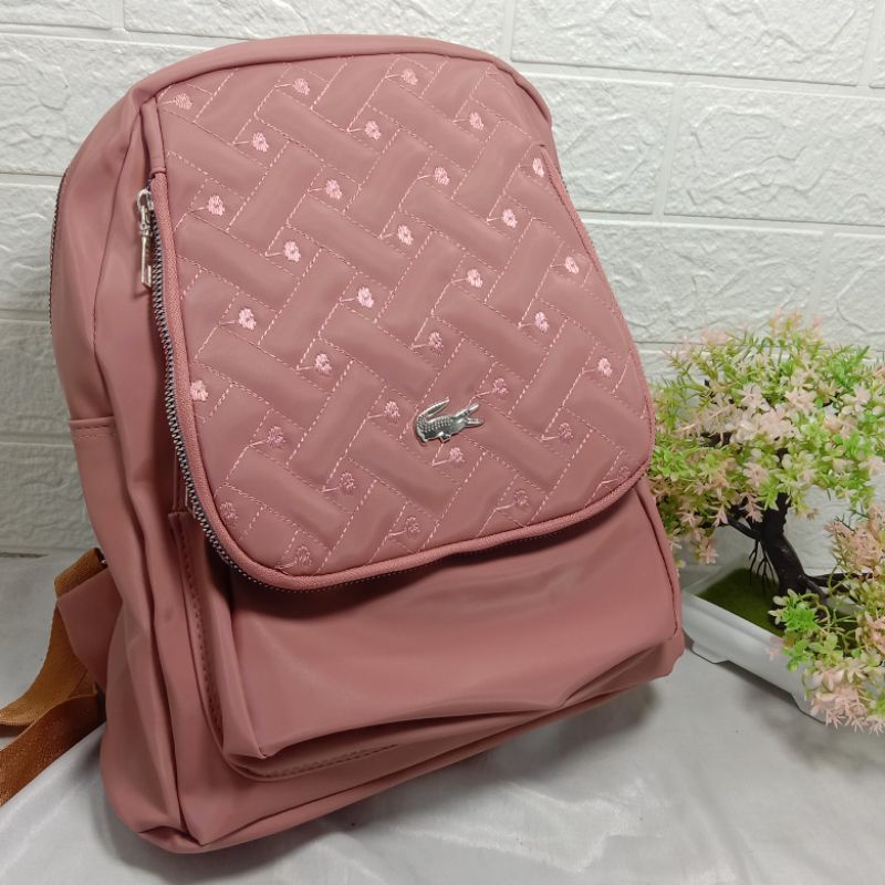 Ransel Fashion Wanita NiLon bordir-F pink