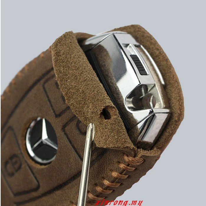 Case Pelindung Remote Kunci Mobil Keyless Bahan Kulit Untuk Mercedes Ben
