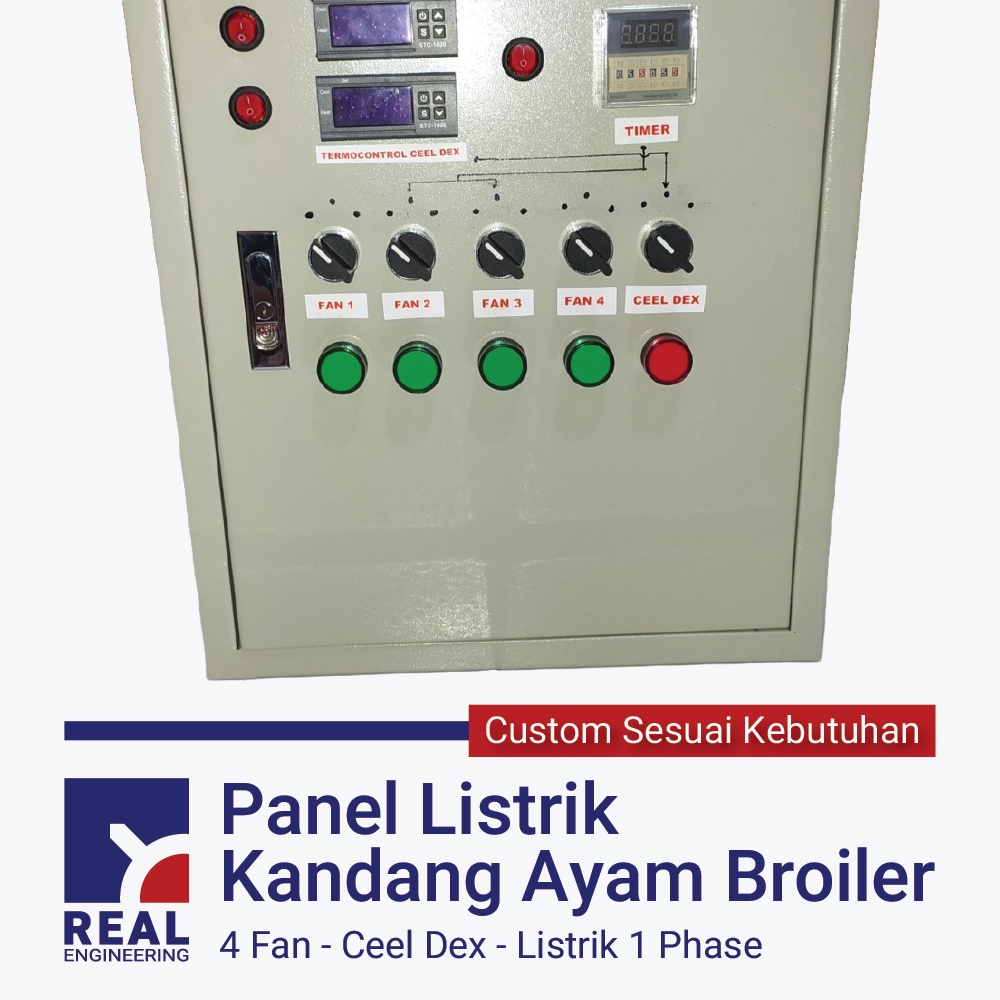 Panel Blower Kandang Ayam Broiler - 4 Fan + Ceel Dex + Listrik 1 Phase