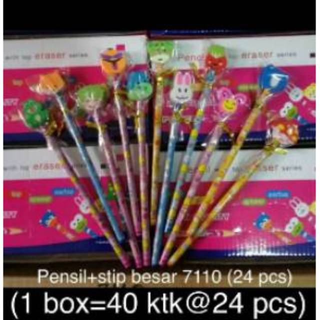 

Pensil 2b + hapus karakter isi 24 pcs