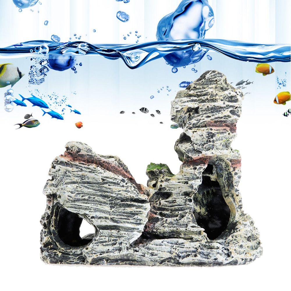 [Elegan] Dekorasi Aquarium Cantik Perlengkapan Rumah Resin Lansekap Pohon Jembatan Batu Gua Batu