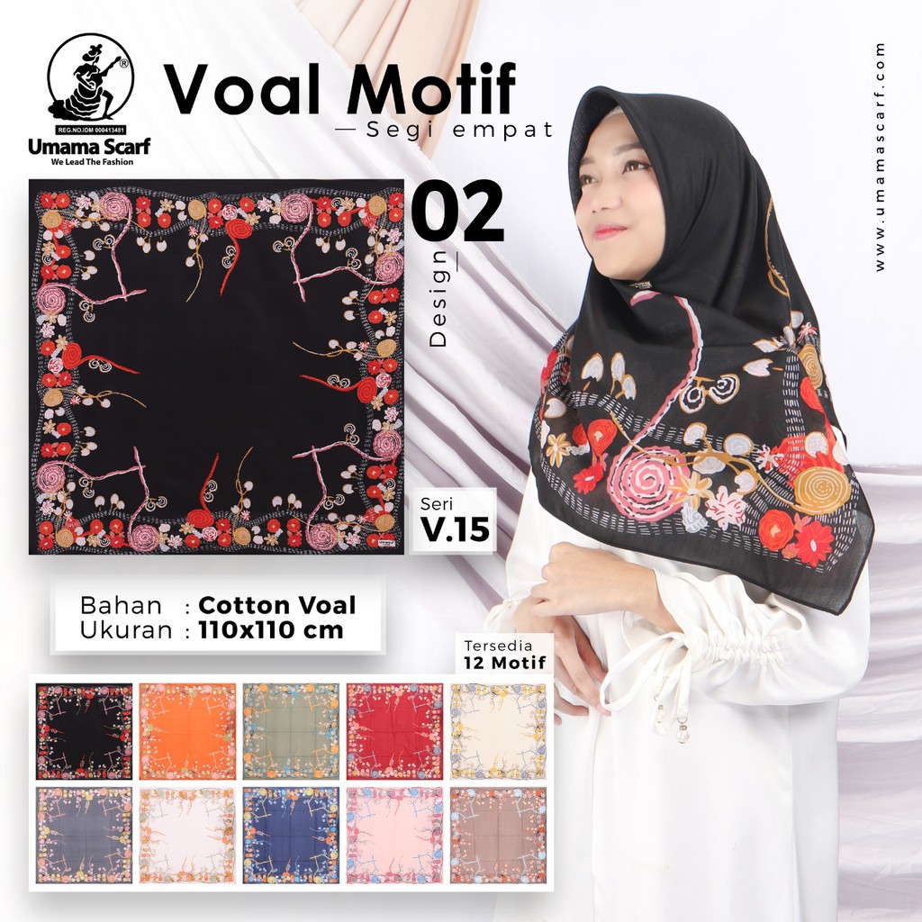 Grosir 10 Pcs Hijab Segi Empat Voal Motif 02 Bahan Cotton Voal - By Umama