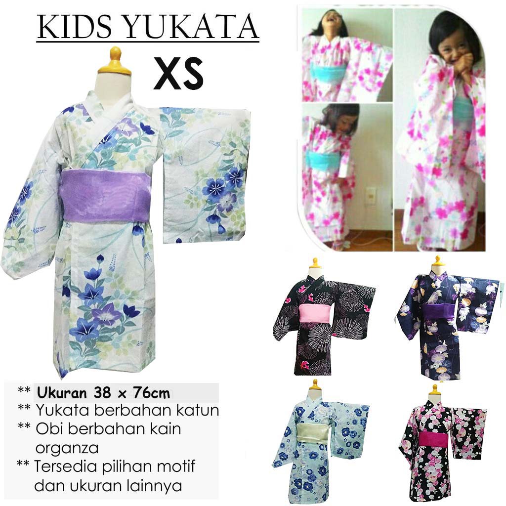 Kid's YUKATA (Kode 0 - AH) Size XS S M L Japan Summer Kimono Akachan Anak Cewe Obi Baju Jepang