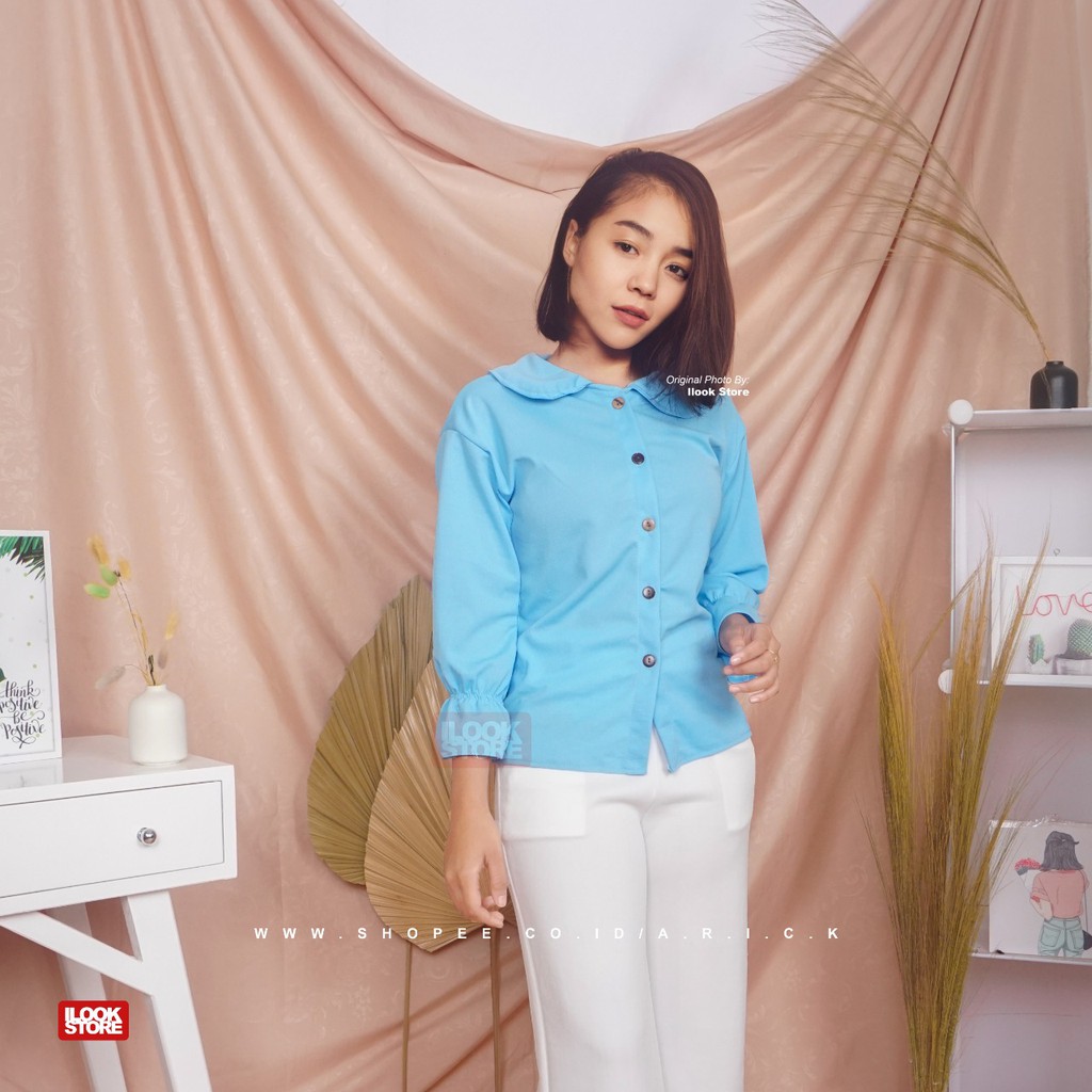 ilook | Tria Blouse | Blouse Wanita - Fit to L-Tria - Biru