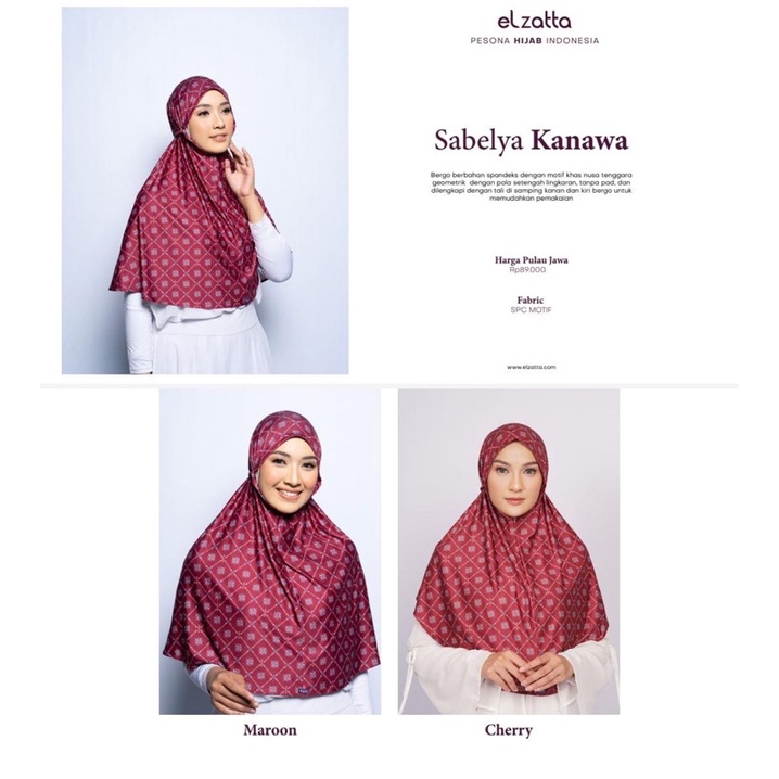 Jilbab Kerudung Bergo Motif Elzatta Hijab Sabelya Kanawa