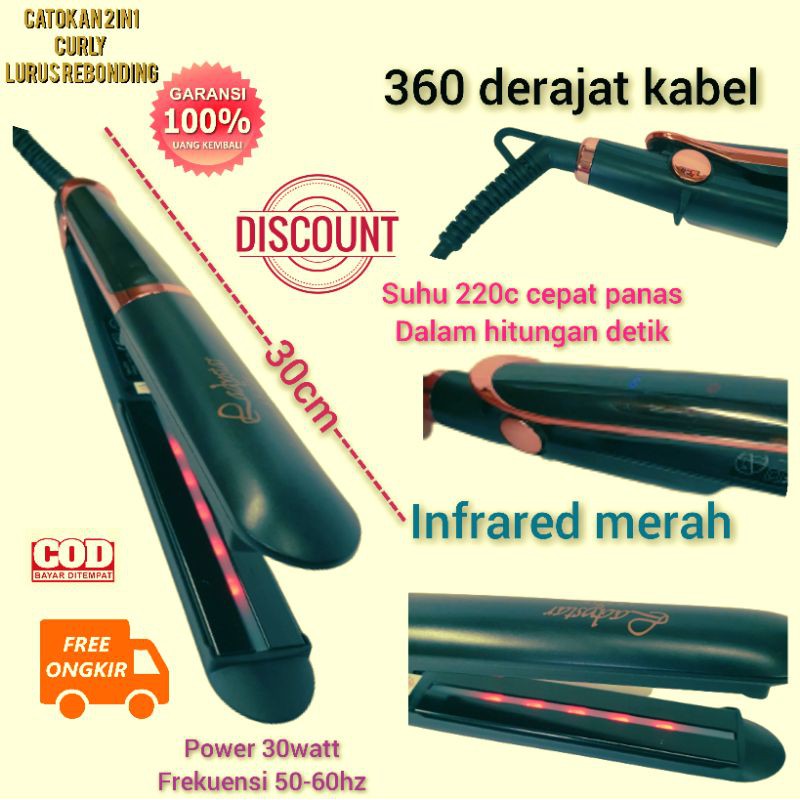 Catokan Rambut Ladystar 2in1 Lurus Curly Keriting Murah infrared Salon Hair Straightener Ori Ls 2219