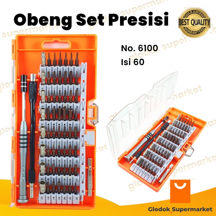 Obeng Set Presisi 60 in 1 Screwdriver Magnetic Plus Minus Star Peralatan Service HP Reparasi Tools 6100