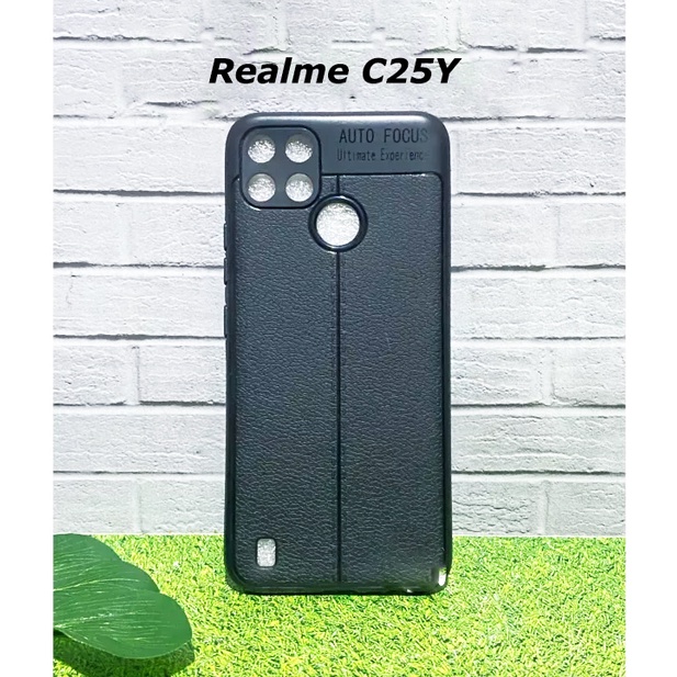 Case Auto Focus REALME C25Y Leather Experience SoftCase Slim Ultimate / Casing Kulit