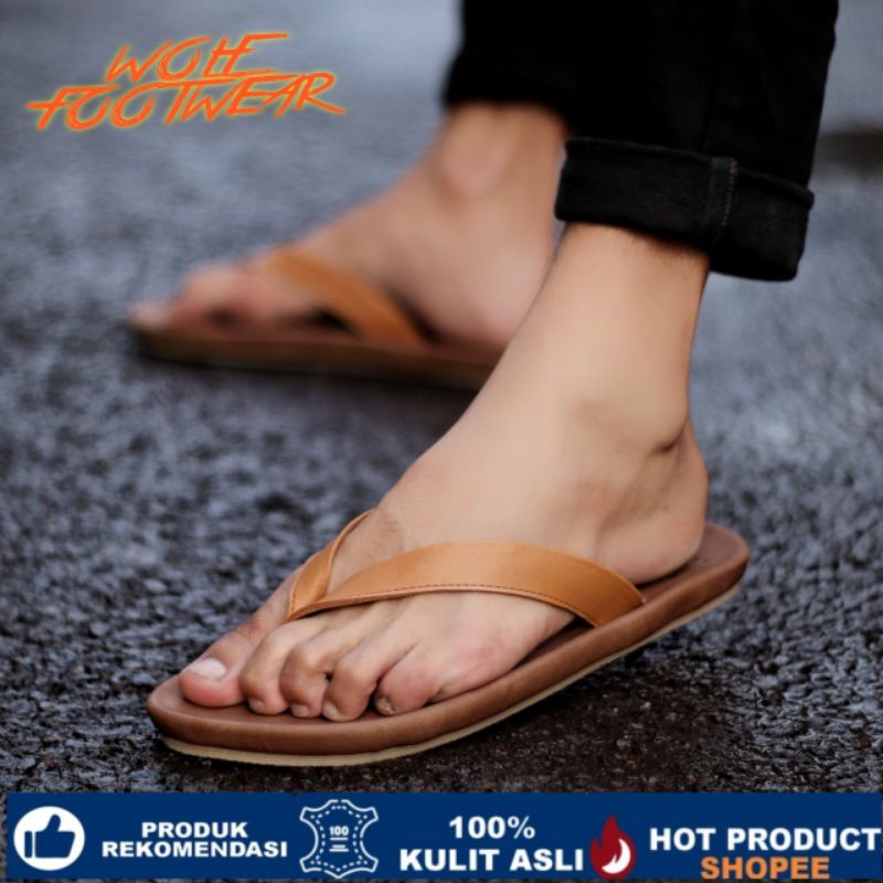 WALLET TAN Sandal pria kulit asli cevany original handmade sandal jepit kulit pria bisa COD