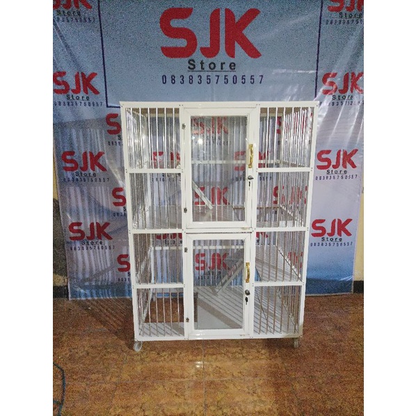 kandang kucing alumunium 2 pintu ukuran P90xL60xT120